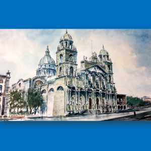 Catedral Toluca Acuarela
